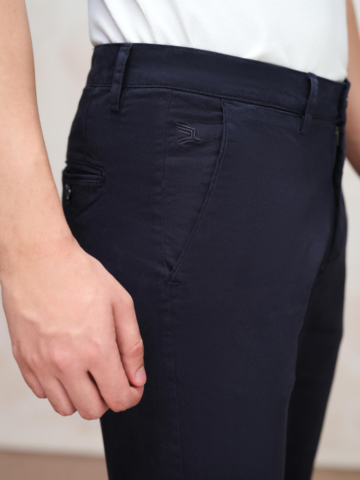 Navy Cotton Stretch Straight-Fit Chinos