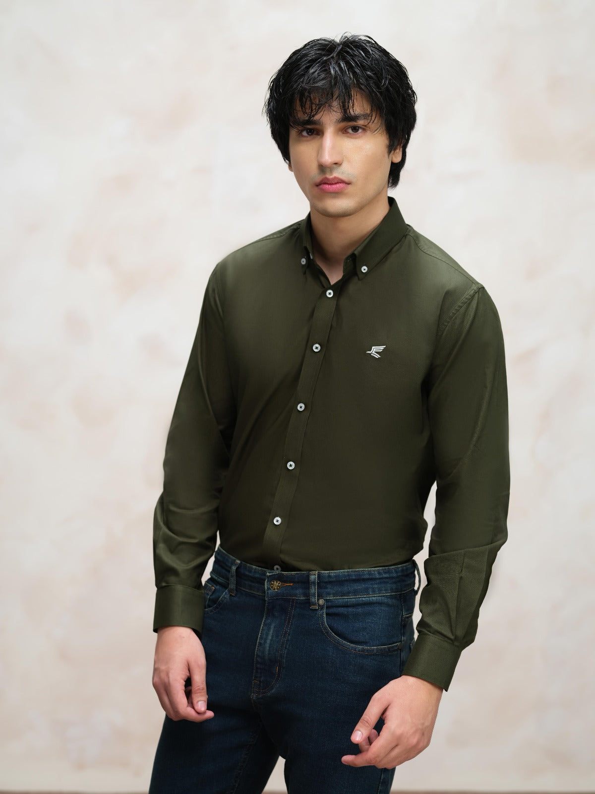 Olive Oxford Button-Down Shirt