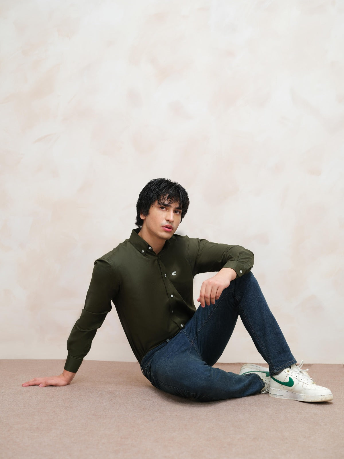 Olive Oxford Button-Down Shirt